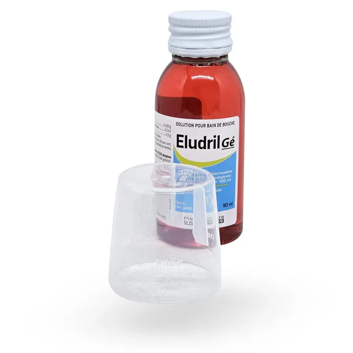 Eludril Gé bain de bouche 90 ml flacon + gobelet doseur