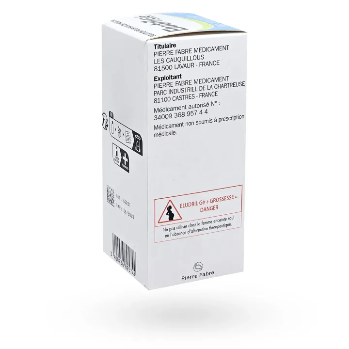 Eludril Gé bain de bouche 90 ml boite flanc droit