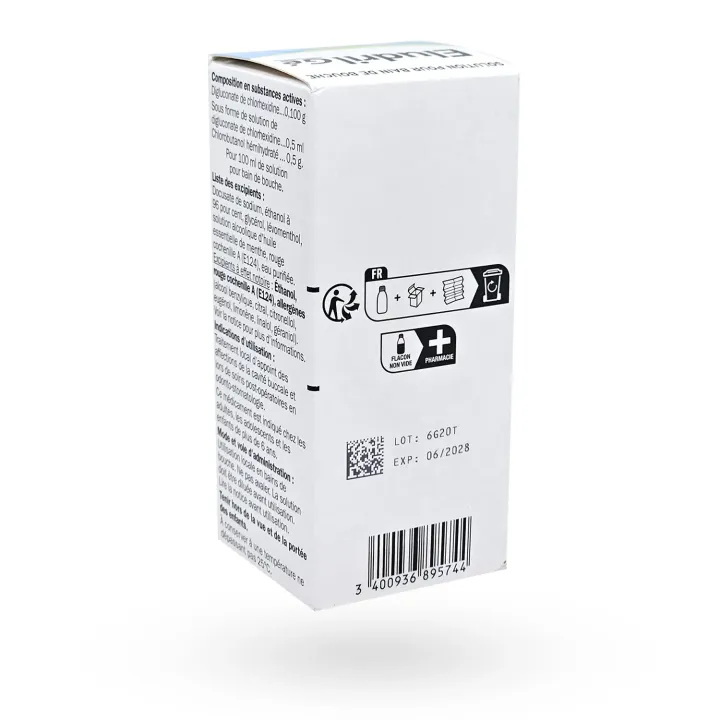 Eludril Gé bain de bouche 90 ml boite face arrière