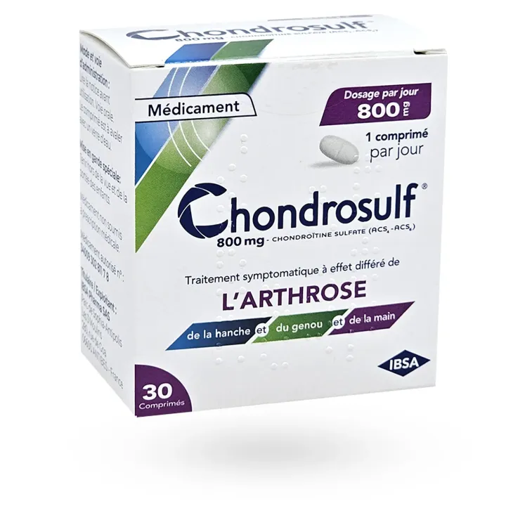 Chondrosulf 800 mg arthrose 30 comprimés face avant debout