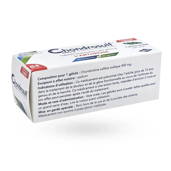 Chondrosulf 400 mg arthrose 84 gélules flanc gauche