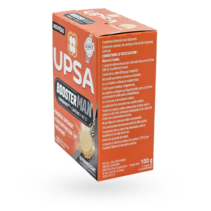 UPSA Booster MAX Cereboost 20 comprimés effervescents boite flanc droit