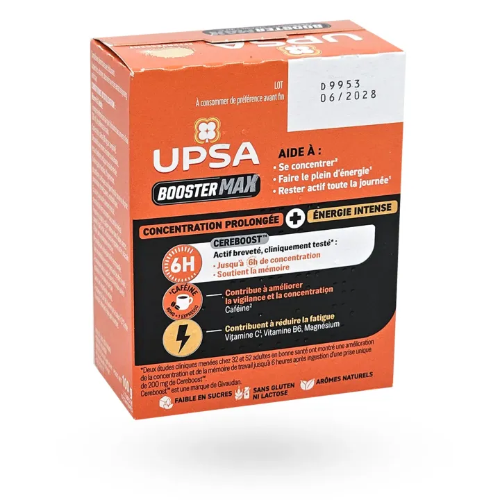 UPSA Booster MAX Cereboost 20 comprimés effervescents boite face arrière