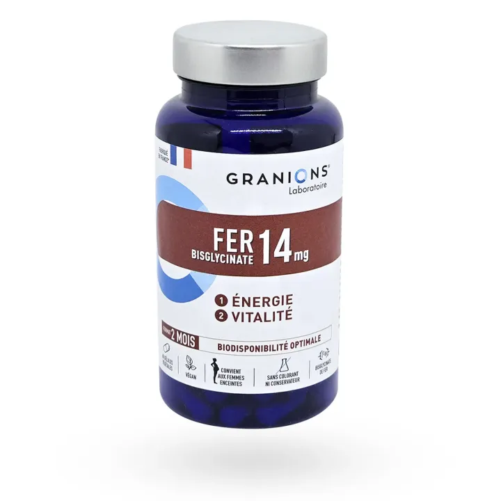FER bisglycinate 14 mg Granions 60 gélules pot