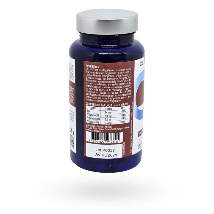 FER bisglycinate 14 mg Granions 60 gélules côté droit