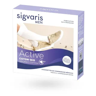 Sigvaris Active coton BIO 55 % – Chaussettes de contention homme Classe 2 boite