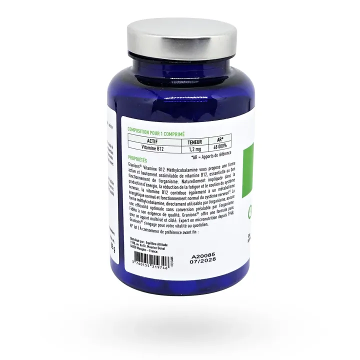 Vitamine B12 1200 µg Granions 180 comprimés face arrière