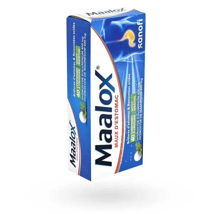 Maalox maux d'estomac menthe 40 comprimés à croquer boite verticale