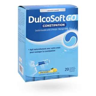 DulcoSoft GO Macrogol 4000 goût citron – 20 sachets unidoses boite face avant