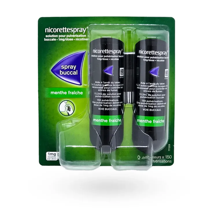 Nicorettespray 1 mg spray buccal 2 distributeurs menthe fraîche boite