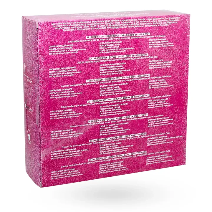 Coffret Noël Nuxe Prodigieuse® [HYALU] Boost – La Routine Beauté Glow 2026 boite face arrière