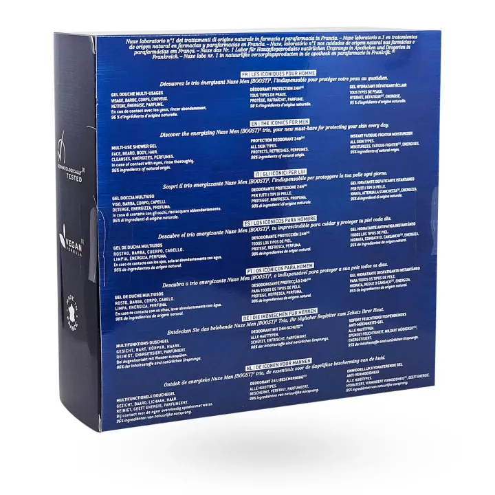 Coffret Noël Nuxe Men [BOOST]³ Les Iconiques Pour Hommes 2026 boite face arrière