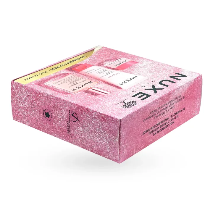 Coffret Noël Nuxe Les Iconiques en Rose 2026 – 3 soins floraux boite couchée