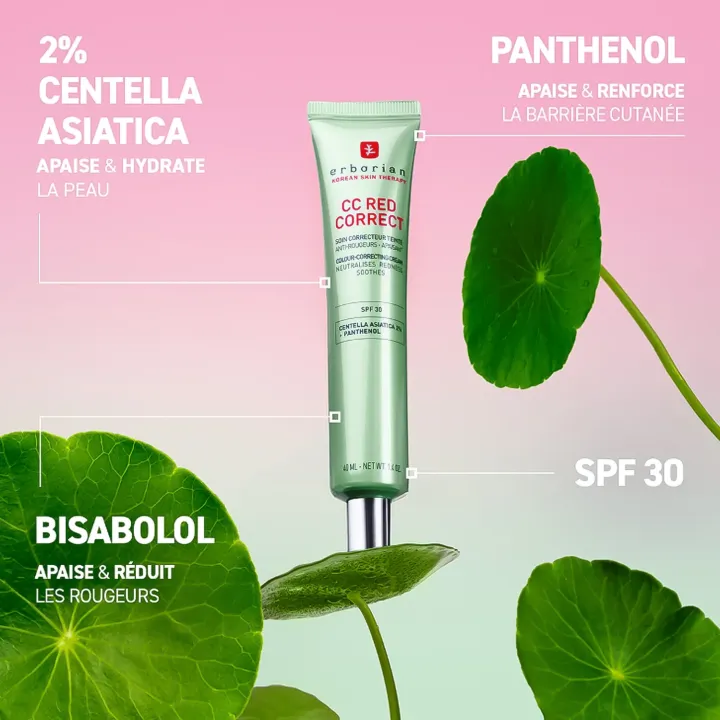 Erborian CC Red Correct SPF 30 – Soin Teinté Anti-Rougeurs laboratoire