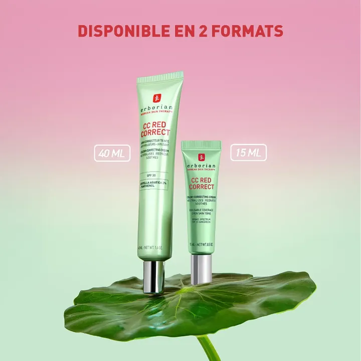 Erborian CC Red Correct SPF 30 – Soin Teinté Anti-Rougeurs 15 ou 40 ml