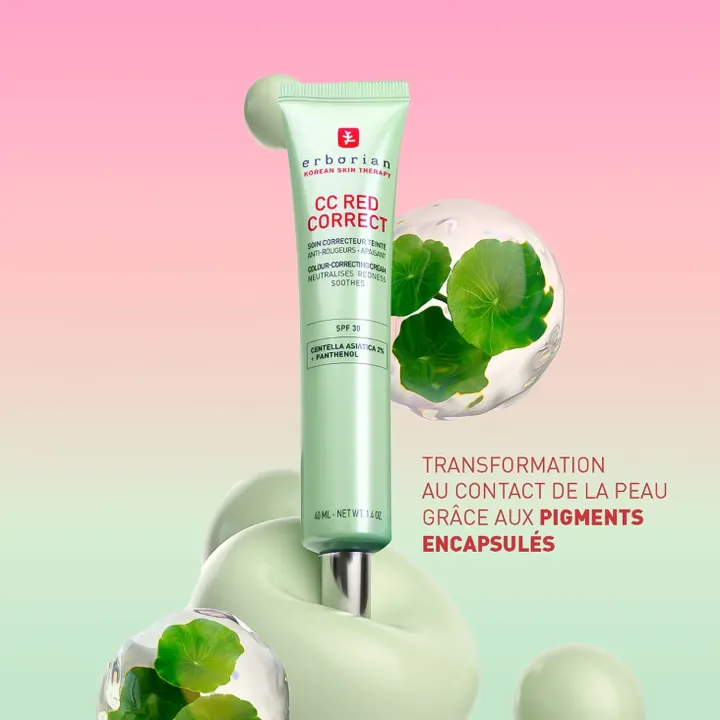 Erborian CC Red Correct SPF 30 – Soin Teinté Anti-Rougeurs 15 ou 40 ml labo