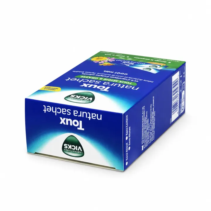 Vicks Toux Natura toux sèche et grasse – 14 sachets de 10 ml couché