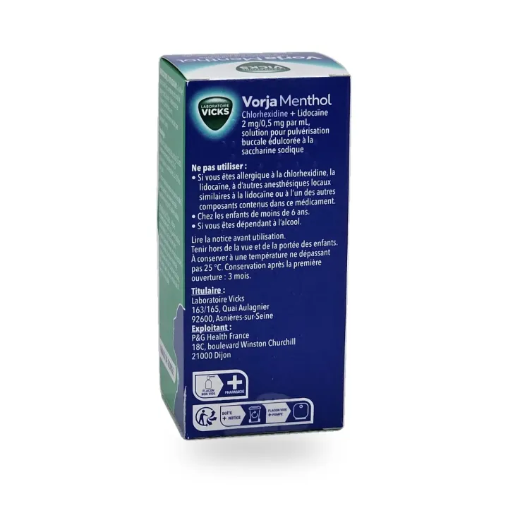 Vicks Vorja Menthol 2 mg/0,5 mg/ml – Spray maux de gorge 30 ml face arrière