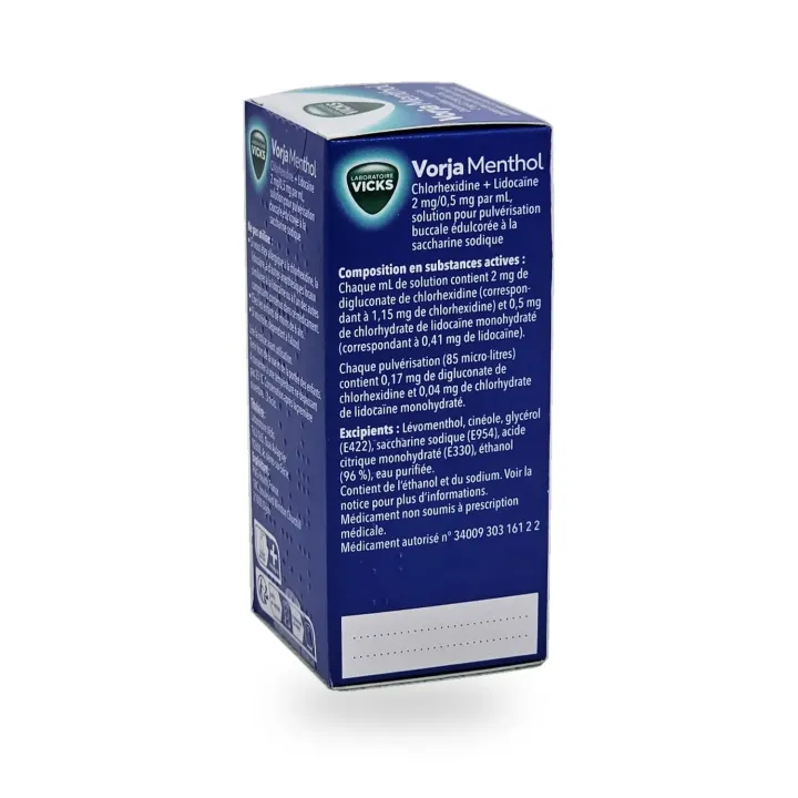 Vicks Vorja Menthol 2 mg/0,5 mg/ml – Spray maux de gorge 30 ml flanc gauche