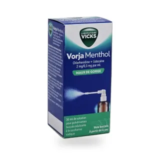 Vicks Vorja Menthol 2 mg/0,5 mg/ml – Spray maux de gorge 30 ml face avant