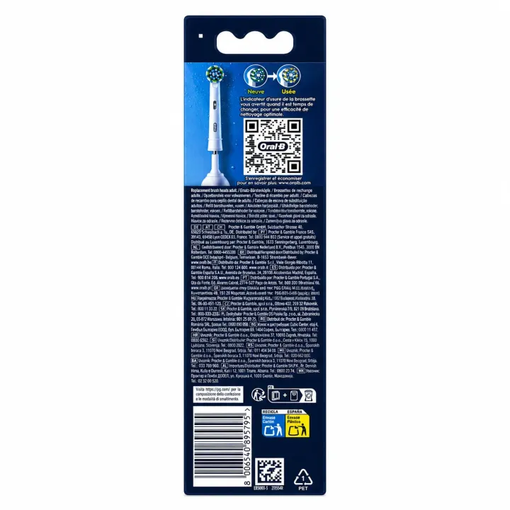 Oral-B Pro CrossAction – 3 brossettes de rechange face arrière