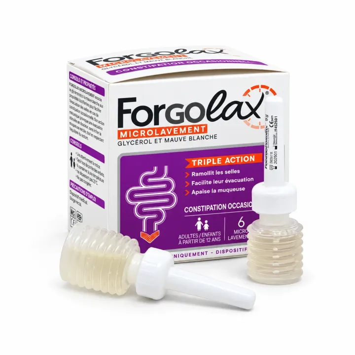 Forgolax Micro lavement Triple Action constipation – 6 unidoses boite + microlavements