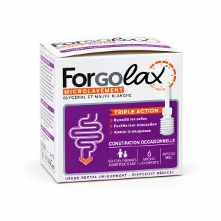 Forgolax Micro lavement Triple Action constipation – 6 unidoses face avant