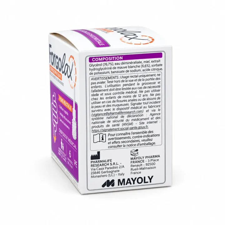 Forgolax Micro lavement Triple Action constipation – 6 unidoses flanc droit