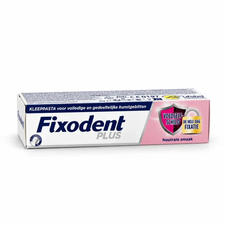 Fixodent Plus Barrière Anti-Particules goût neutre – Crème adhésive prothèse dentaire 35 g flanc gauche