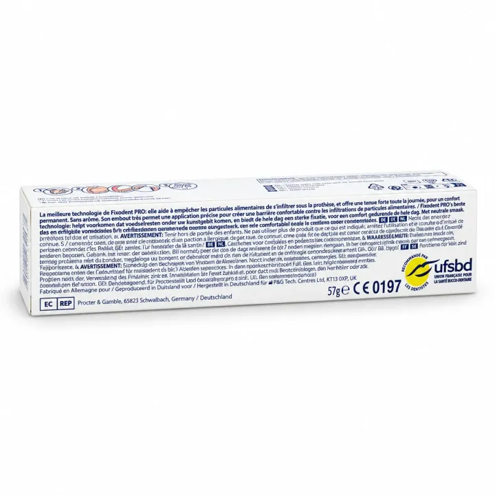Fixodent PRO Ultimate crème adhésive goût neutre XL Pack 57 g face arrière
