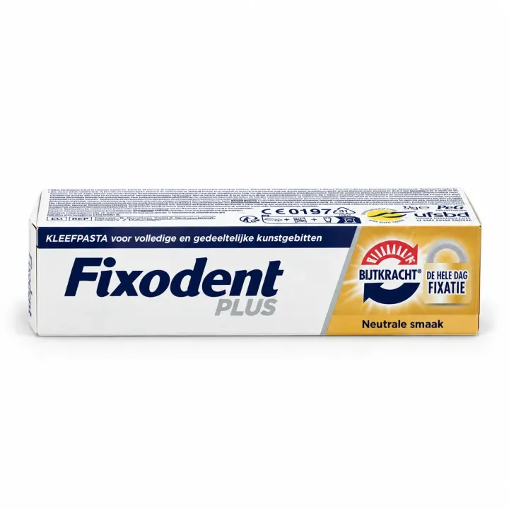 Fixodent Plus mordant imbattable crème adhésive goût neutre 35 g flanc gauche