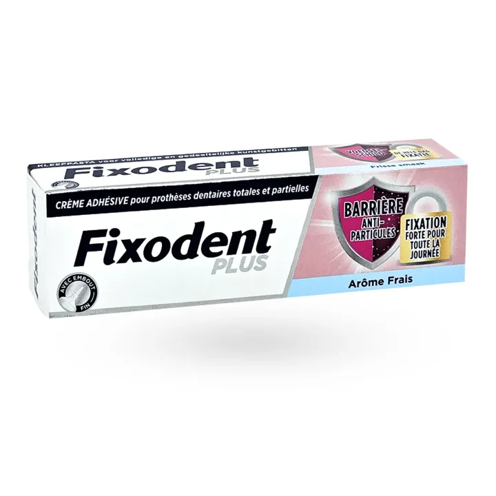 Fixodent Plus Barrière Anti-Particules Arôme Frais 35 g – Crème adhésive face avant