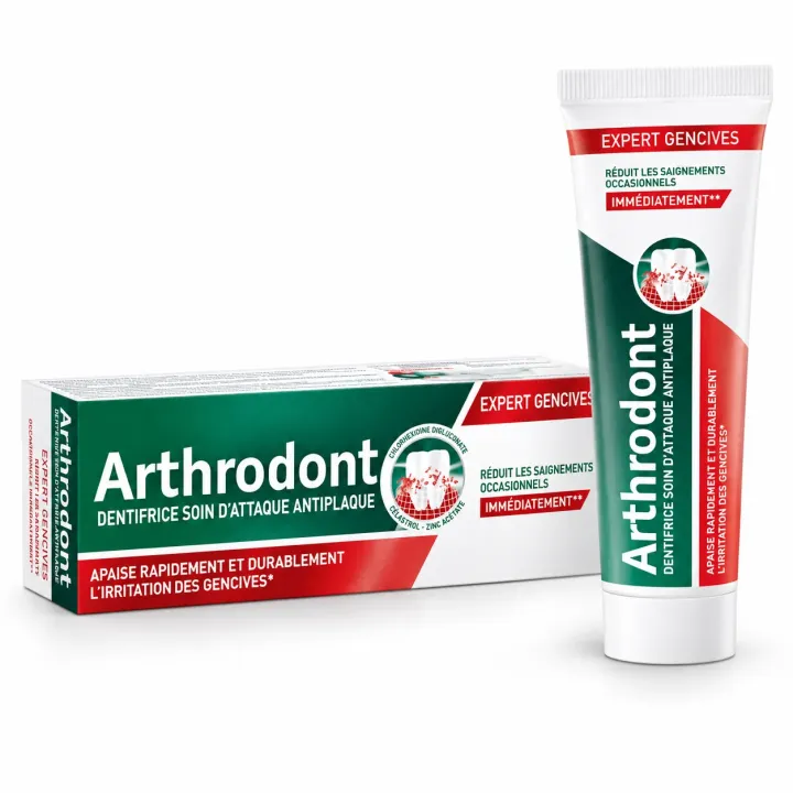 Arthrodont Expert Gencives – Dentifrice soin d'attaque antiplaque boite et tube