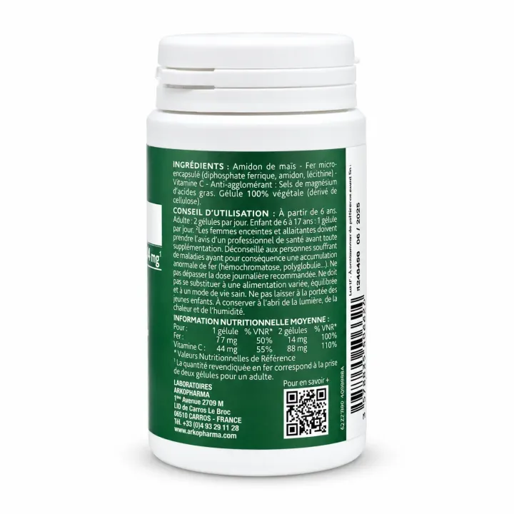Arkogélules Fer Liposomal 14 mg Arkopharma – 60 gélules coté droit