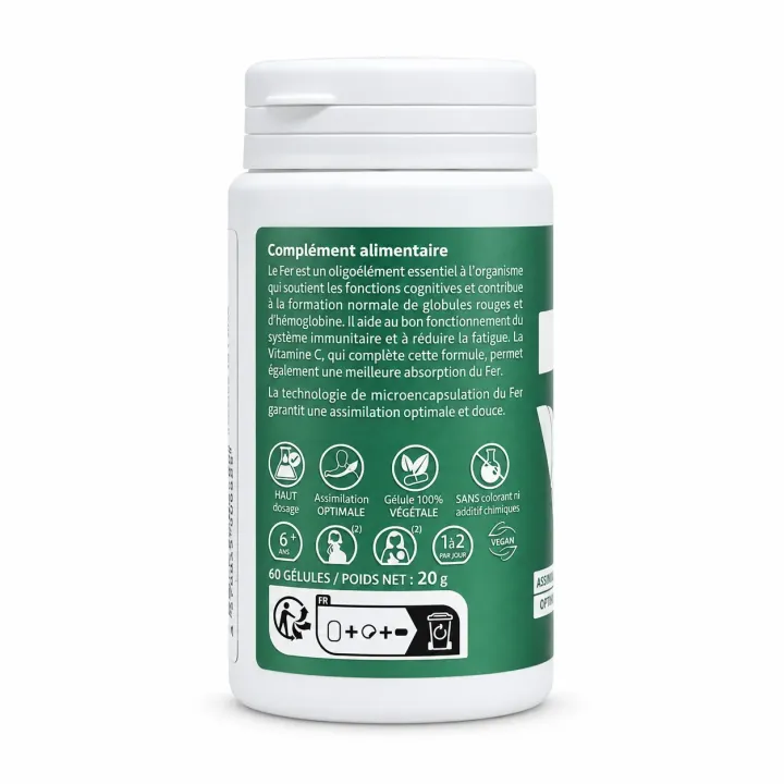 Arkogélules Fer Liposomal 14 mg Arkopharma – 60 gélules face arrière