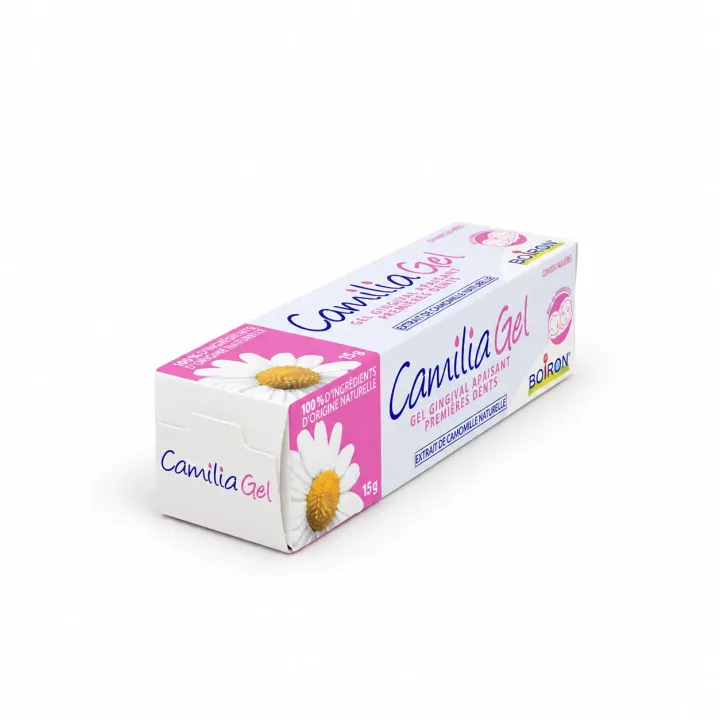 Camilia Gel Boiron – Gel gingival premières dents bébé 15 g couché flanc droit