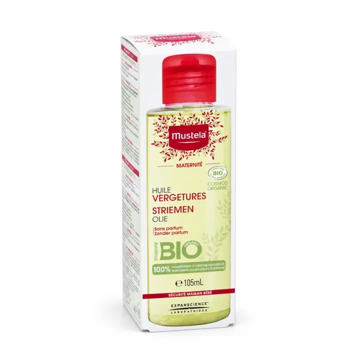 Mustela Huile Vergetures certifiée BIO Grossesse 105 ml face arrière