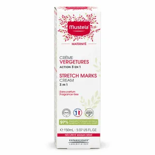 Mustela crème vergetures action 3 en 1 sans parfum 150 ml boite face avant