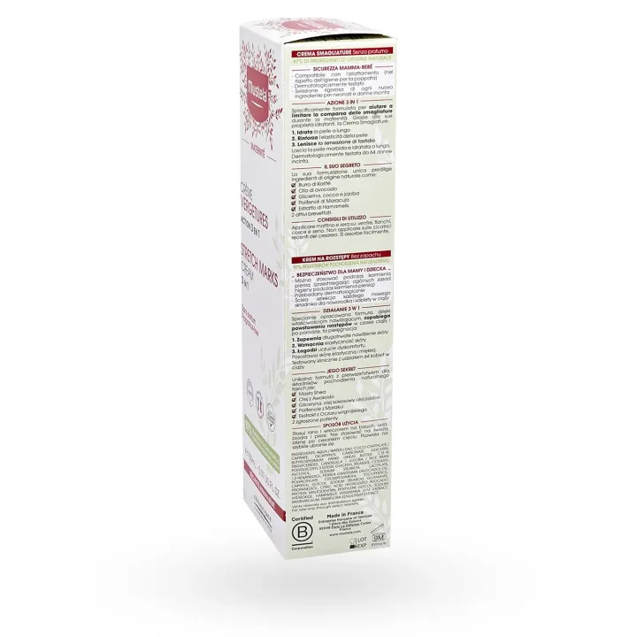 Mustela crème vergetures action 3 en 1 sans parfum 150 ml boite face droite