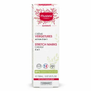 Mustela action 3 en 1 crème vergetures 150 ml boite face avant