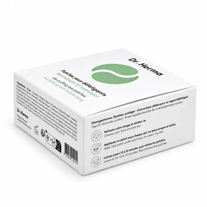 Dr Herma Patchs yeux défatigants hydrogel 30 patchs boite flanc 4