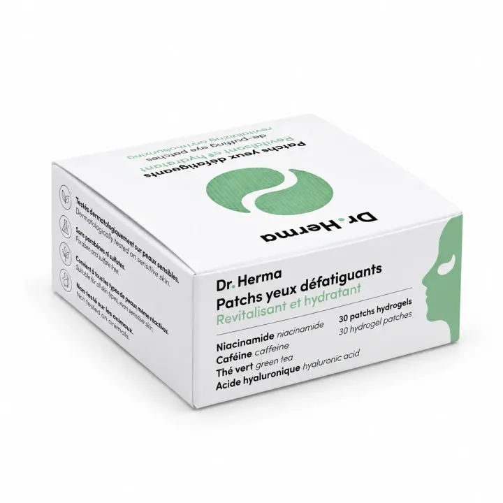 Dr Herma Patchs yeux défatigants hydrogel 30 patchs boite flanc 3