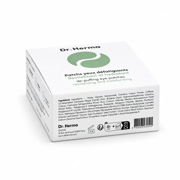 Dr Herma Patchs yeux défatigants hydrogel 30 patchs boite flanc 1