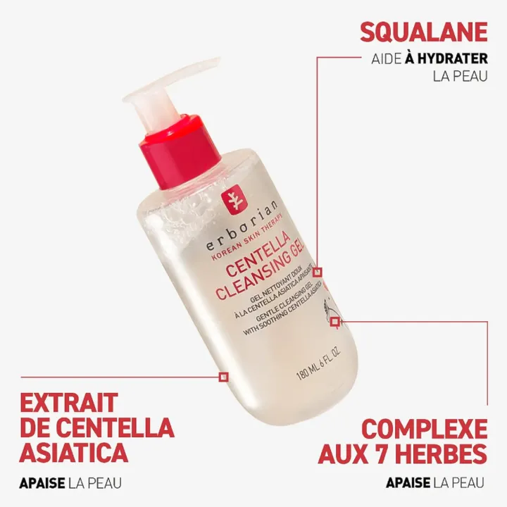 Erborian Centella Cleansing Gel nettoyant doux 180 ml propriétés