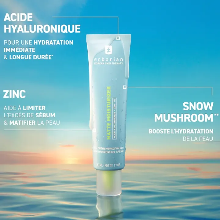 Erborian Matte Moisturizer crème hydratation 24H effet matifiant 50 ml propriétés