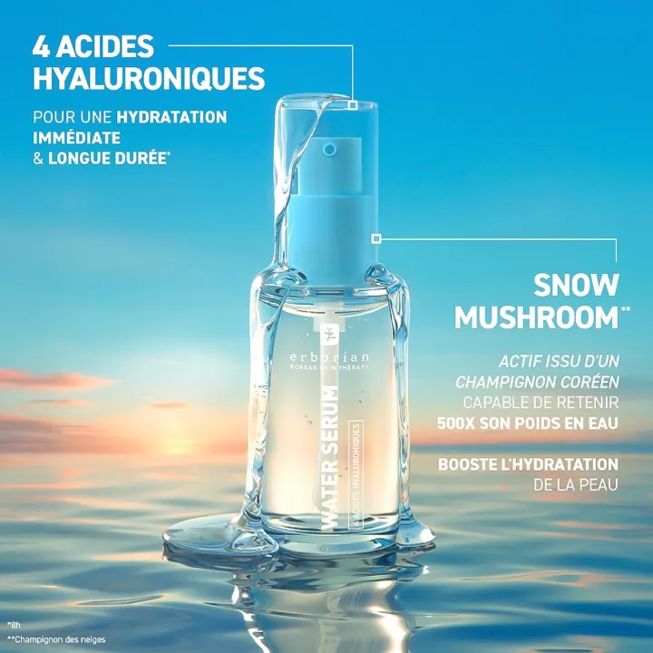 Erborian Water Sérum hydratation intense à l'acide hyaluronique 30 ml propriétés