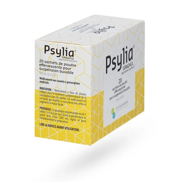 Psylia sachet Ispaghul constipation poudre effervescente 20 sachets flanc gauche