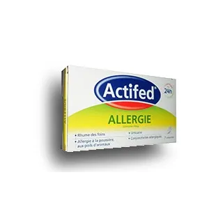Actifed allergie Cétirizine 10 mg, boite de 7 comprimés