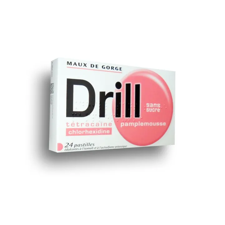Pastilles Drill tétracaïne pamplemousse sans sucre