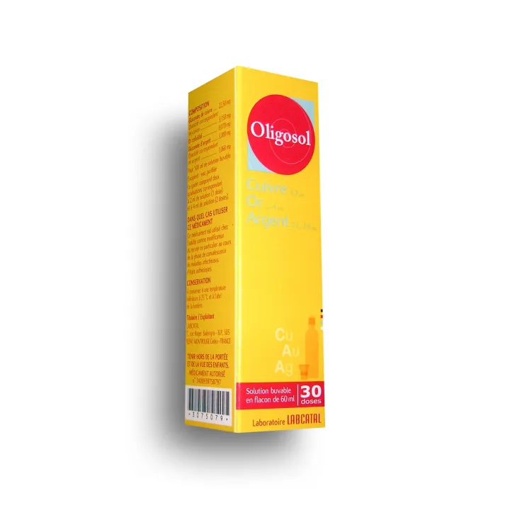 Oligosol Cuivre Or Argent flacon de 60 ml - 30 doses